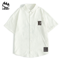 Claw money宽松短袖衬衫男夏季潮牌潮流休闲衬衣学生帅气薄款外套