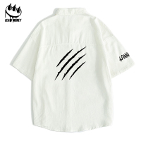 claw money夏季休闲宽松短袖衬衫男时尚百搭潮流衬衣学生潮牌中袖