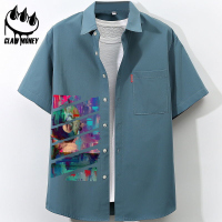 Claw money短袖衬衫男士韩版冰丝情侣宽松ins中国风日系港风衬衣