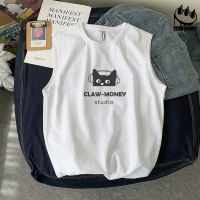 claw money时尚宽松背心男夏季潮流ins帅气无袖T恤青少年帅气汗衫
