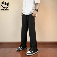 Claw money直筒宽松垂感裤男士韩版潮流裤脚开叉百搭休闲长裤子潮
