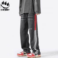 Claw money牛仔裤垂感高街裤子休闲三杠直筒长裤百搭男拖地裤子潮