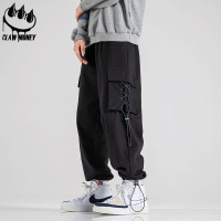 Claw money工装裤子男夏季休闲宽松大码宽松裤冰丝九分束脚运动裤