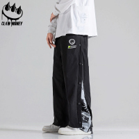 Claw money美式排扣裤休闲假两件港风休闲裤子男宽松直筒卫裤子潮