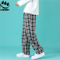 Claw money美式格子裤男高街ins潮垂感宽松直筒裤夏季大码休闲裤