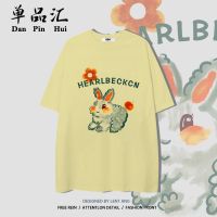 单品汇纯棉港风兔子印花T恤女2022夏季短袖韩版宽松学生上衣ins潮