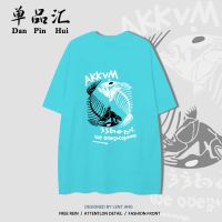 单品汇 港风短袖后背鱼骨印花T恤女夏季新款韩版宽松学生国潮上衣