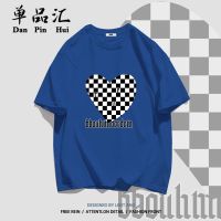 单品汇 纯棉T恤女学生夏季短袖新款棋格爱心印花百搭宽松慵懒上衣