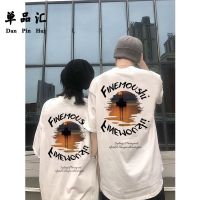 单品汇美式复古正肩短袖t恤男女夏季情侣装设计感小众潮ins上衣服