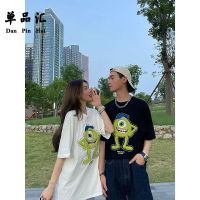单品汇情侣装短袖独眼怪兽刺绣纯棉T恤男女款独特别致宽松体恤衫