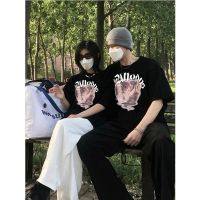 单品汇正肩短袖T恤男女款纯棉高级感印花ins不一样的情侣装半袖衫