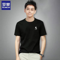 罗蒙新款夏季圆领男士潮流百搭帅气半截袖体恤打底衫短袖纯棉t恤