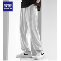 罗蒙裤子男松紧腰休闲卫裤男夏季薄款直筒宽松阔腿潮牌垂坠感长裤