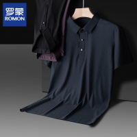 Romon/罗蒙无痕翻领T恤男士短袖夏季抗皱无痕polo衫冰丝休闲上衣