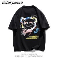 VICTORYVERA美式高街复古小熊印花短袖T恤女夏季潮牌宽松半袖上衣