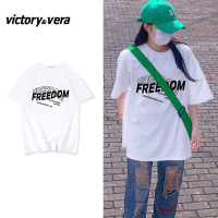 Victory&vere韩版白色纯棉短袖T恤女2022春夏新款宽松半袖上衣ins