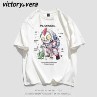 VICTORYVERA学生韩版宽松短袖t恤女港风2022新款夏季个性印花上衣