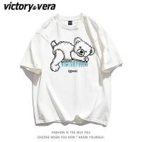 VICTORYVERA美式复古小熊印花短袖t恤女夏季韩版宽松百搭体恤上衣