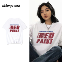 Victory&vera美式复古街头字母印花纯棉短袖t恤简约百搭白色上衣