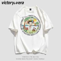 VICTORYVERA复古夏季个性短袖t恤女学生宽松韩版闺蜜装上衣服百搭