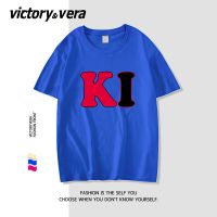 VICTORYVERA夏季2022新款短袖t恤女宽松纯棉字母印花半袖上衣服