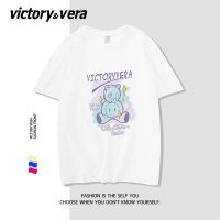 VICTORYVERA夏季2022新款小熊短袖t恤女宽松纯棉休闲风半袖上衣服