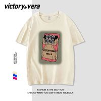 VICTORYVERA夏季2022新款美式短袖t恤女宽松纯棉复古风半袖体恤衫