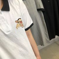 VICTORYVERA夏季2022新款POLO领短袖t恤女宽松纯棉可爱半袖体恤衫