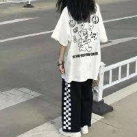 VICTORYVERA夏季2022新款趣味休闲风短袖t恤女宽松纯棉半袖上衣服