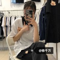 VICTORYVERA夏季2022新款POLO领短袖t恤女宽松纯棉百搭半袖体恤衫