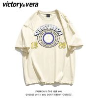 VICTORYVERA夏季短袖T恤男女学生韩版宽松街头风印花字母半袖上衣
