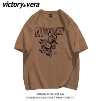 VICTORYVERA美式复古甜酷短袖T恤男女涂鸦字母宽松圆领半袖上衣潮