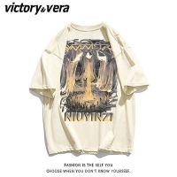 VICTORYVERA 欧美复古短袖t恤男女夏季宽松原宿风vintage半袖上衣