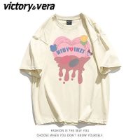 VICTORYVERA夏季爱心短袖t恤女2022新款韩版宽松百搭学生半袖上衣