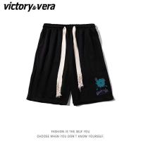 VICTORYVERA美式高街黑色运动短裤女夏季休闲宽松阔腿五分裤ins潮