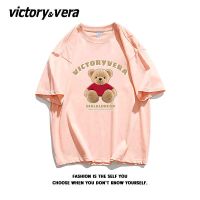 VICTORYVERA夏季2022新款小熊短袖t恤女宽松纯棉ins风半袖上衣服