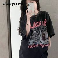 VICTORYVERA夏季2022新款小众短袖t恤女宽松纯棉ins潮半袖上衣服