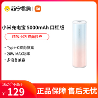 小米Xiaomi充电宝5000mAh口红版便携迷你小巧双向快充20W移动电源可上飞机