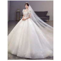 重工奢华主婚纱礼服2022新款新娘法式高级感气质出门纱拖尾宫廷风