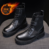 oyy2023新款 冬季高帮飞织鞋马丁靴工装靴小皮鞋大头鞋