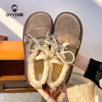 oyy2023新款 毛毛棉鞋羊羔绒复古全包平底加绒保暖勃肯鞋