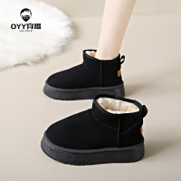 oyy2023新款女鞋冬季加绒中邦雪地靴脚宽脚胖孕妇外出大棉鞋大码