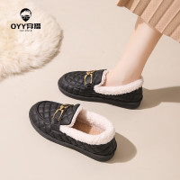 oyy2023新款女鞋冬季加绒孕妇棉鞋防滑防水低帮雪地靴脚宽脚胖专