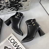 oyy2023新款 方头踝靴法式切尔西靴粗跟百搭气质简约短靴