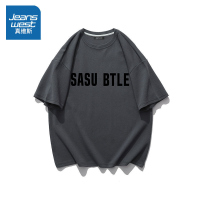 真维斯夏季新款男短袖t恤潮流宽松字母简约情侣装港风ins体恤衫