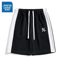 真维斯夏季新款短裤男韩系宽松休闲直筒五分裤潮流刺绣阔腿运动裤