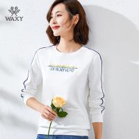 WAXY运动套头衫刺绣圆领上衣2022春秋款透气健身吸汗宽松韩版卫衣