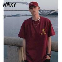 WAXY纯棉简约港风帅气印花短袖T恤男夏季嘻哈宽松学生百搭上衣ins