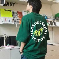 WAXY纯棉短袖港风后背印花T恤男嘻哈宽松潮流帅气个性百搭上衣ins