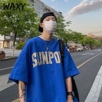WAXY新款纯棉t恤短袖男学生港风日系印花宽松百搭外穿上衣男装ins